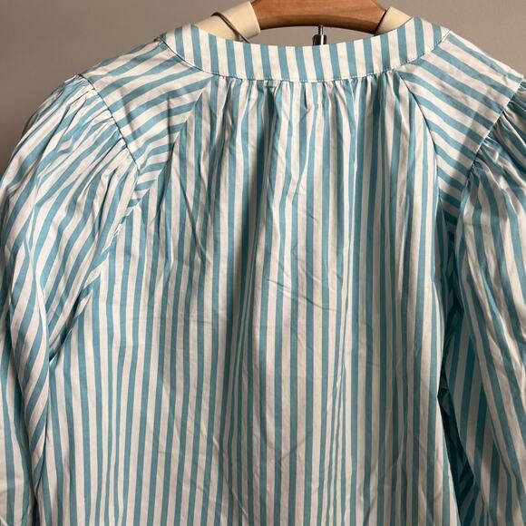 A New Day Women's Blue Striped Puff Sleeve Blouse - Size XXL - NWT - Picture 7 of 9